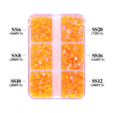 Mixed Sizes 6 Grid Box Mocha Shimmer Orange Glass FlatBack Rhinestones For Nail Art WholesaleRhinestone
